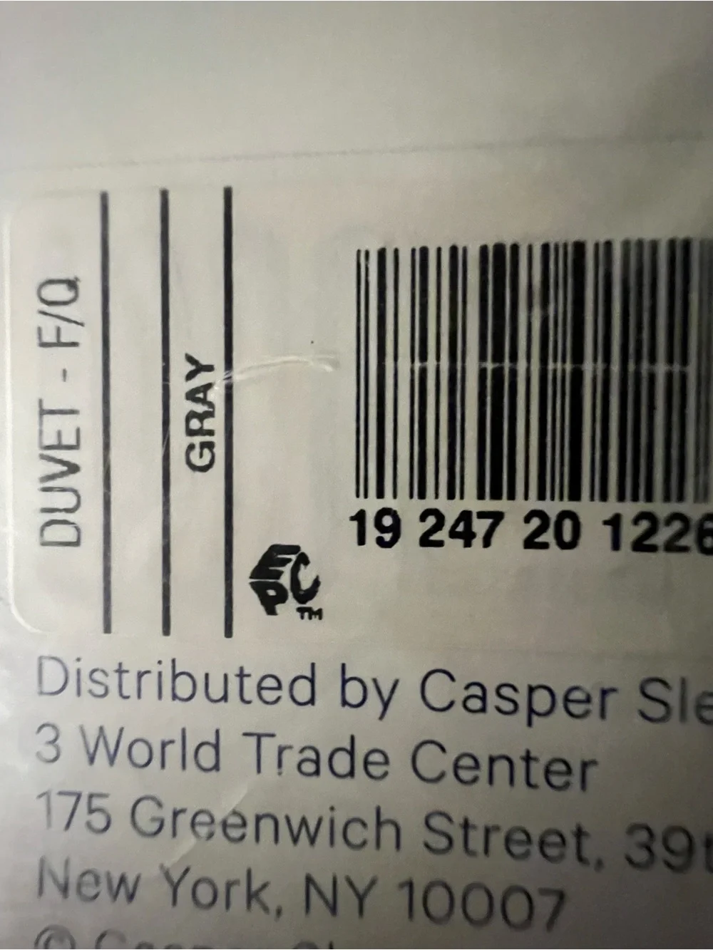 CASPER The Sateen Duvet FULL Cover & pillow cases (light grey) brand new